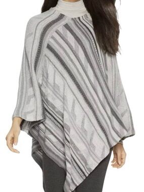 LAUREN RALPH LAUREN grey tones cotton & linen poncho/cape | Size LXL | Preowned